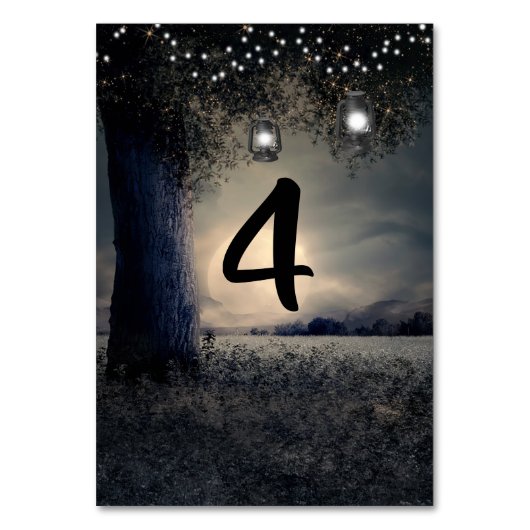 Tafelnummer Trouwdag Romantische Maanverlichte Boo (Voorkant)