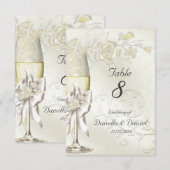Tafelnummer Trouwgoud Crème Parel Bloemrozen (Voorkant / Achterkant)