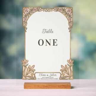 Tafelnummer Trouwtafel - Botanisch Glas-in-Lood Acryl Bord