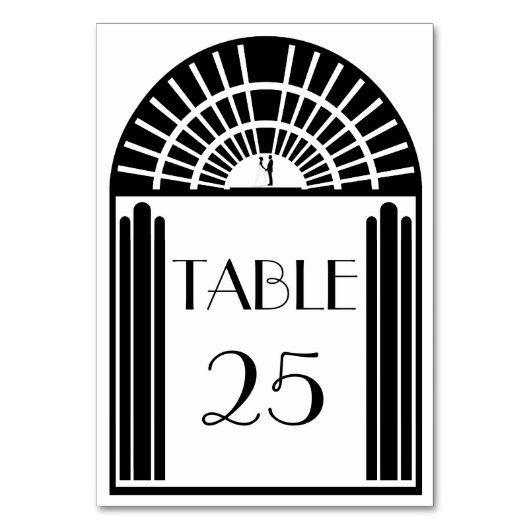 Tafelnummer Trouwtafel Zwart & Witte Art Deco Stij (Voorkant)