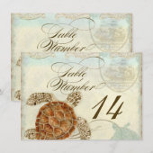 Tafelnummer Zeeschildpad Oceaan Strand Bruiloft Ku (Voorkant / Achterkant)