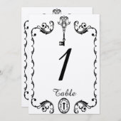 Tafelnummer zwart-wit sleutel-huwelijkstafel (Voorkant / Achterkant)