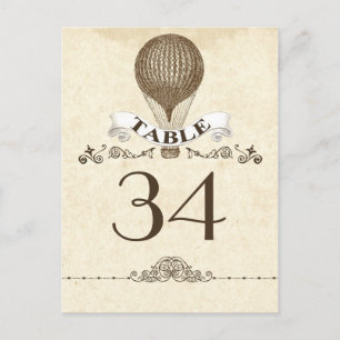 Tafelnummerkaart - briefkaart met heteluchtballon