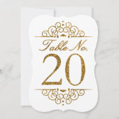 Tafelnummerkaart met goudeffect voor bruiloft (20) kaart (Achterkant)