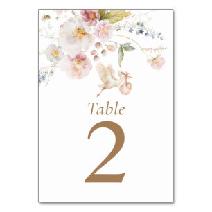 Tafelnummerkaart voor Wildflower Baby Shower Kaart