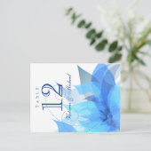 Tafelnummers - Abstracte Bloemen - Blauw & Wit (Staand voorkant)