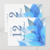Tafelnummers - Abstracte Bloemen - Blauw & Wit (Voorkant / Achterkant)