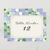 Tafelnummers Blauw Hydrangea Kant Floral Formal (Voorkant / Achterkant)