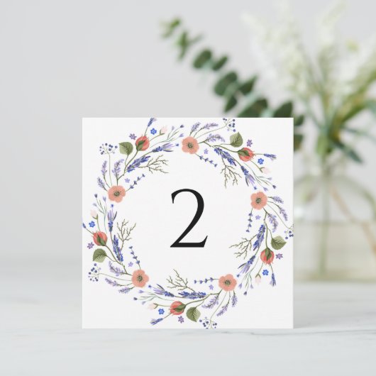 Tafelnummers bloemenrand eenvoudig elegant (Staand voorkant)