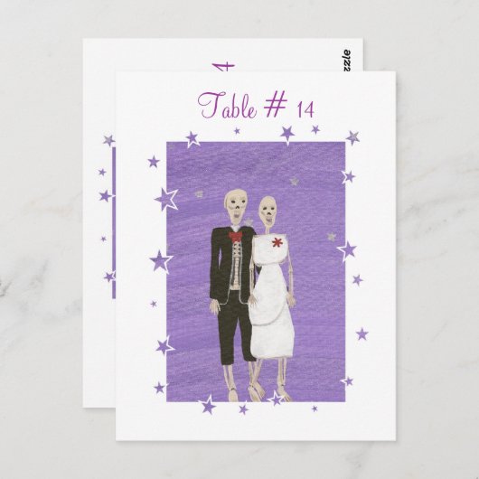 Tafelnummers, Halloween Bruiloft Skelet Paar Briefkaart (Voorkant / Achterkant)