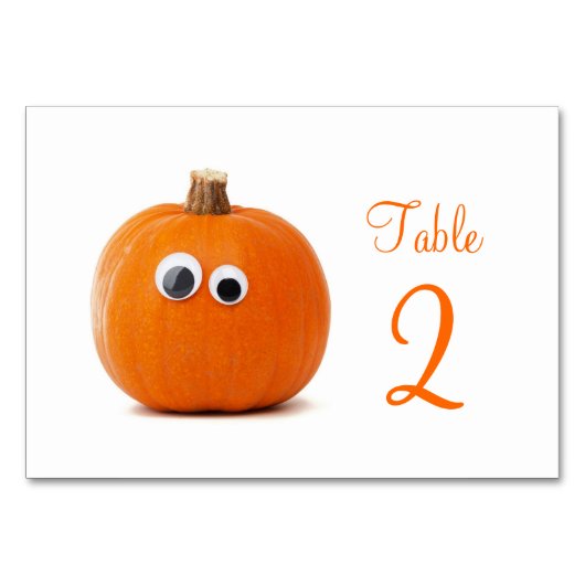 Tafelnummers Kaarten met grappige pompoen (Achterkant)