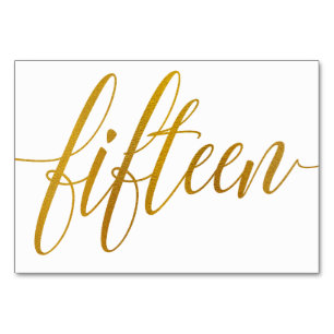 Tafelnummers - Luxe Typografie - Faux Gold Foil 15