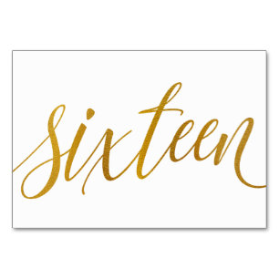 Tafelnummers - Luxe Typografie - Faux Gold Foil 16