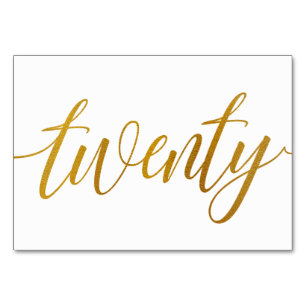 Tafelnummers - Luxe Typografie - Faux Gold Foil 20