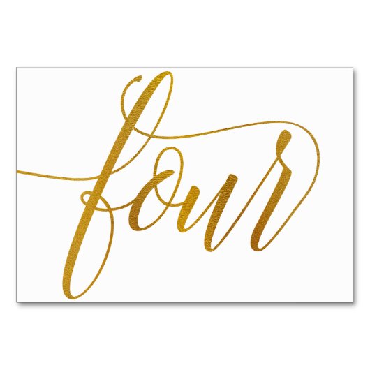 Tafelnummers - Luxe Typografie (Faux Gold Folie) 4 (Voorkant)