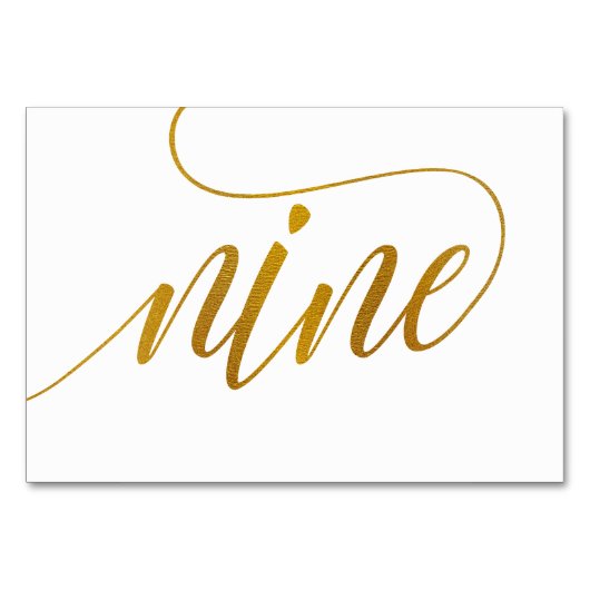 Tafelnummers - Luxe Typografie (Faux Gold Folie) 9 (Voorkant)