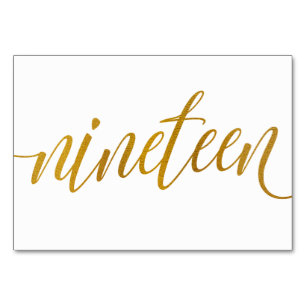 Tafelnummers - Luxe typografie - Nep goud folie 19