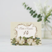 Tafelnummers  Magnolia wervelingen Damask Kaart (Staand voorkant)