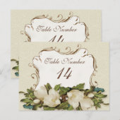 Tafelnummers  Magnolia wervelingen Damask Kaart (Voorkant / Achterkant)