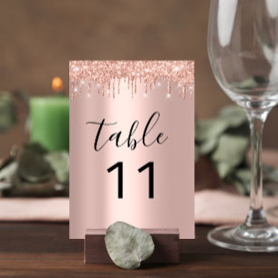 Tafelnummers Roos Gold Glitter Wedding