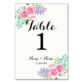 Tafelnummers Trouwen Aquarel Roos Bloemen