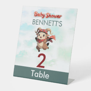 Tafelnummers voor Cute Ram Winter Baby Shower Reclamebord Met Voetstuk