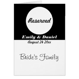 Tafelreserveringskaart zwart-wit bruiloft