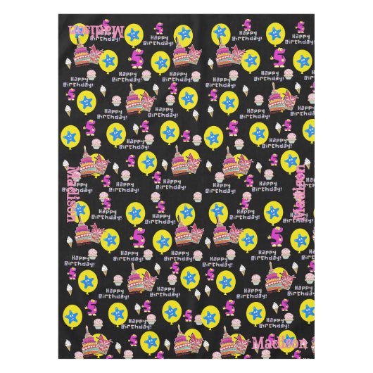 Tafelstof, Happy 5th Birthday, #5 Black Tafelkleed (Voorkant)