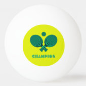 Tafeltennis kampioen geel blauwgroen retro stijl pingpongballen (Voorkant)