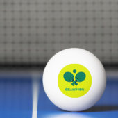 Tafeltennis kampioen geel blauwgroen retro stijl pingpongballen (Net)