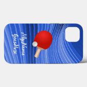 Tafeltennis Kleurrijke Blauwe BG met Paddle en Bal Case-Mate iPhone Case (Achterkant (horizontaal))