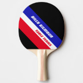 Tafeltennis met naam en rode blauwe strepen. Cool Tafeltennisbatje (Voorkant)