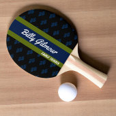 Tafeltennis met naam in een blauw/groene streep tafeltennisbatje