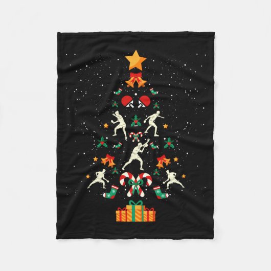 Tafeltennis Ng Ng Speler Kerstboom Kerst Lang Fleece Deken (Voorkant)