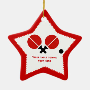 Tafeltennis pingpongrackets en kogelzwart, rood keramisch ornament