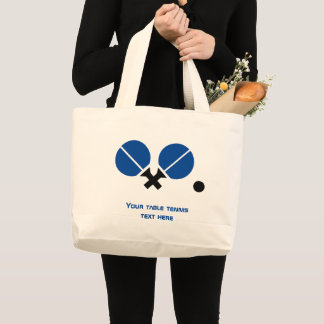 Tafeltennis pingpongrackets en zwart blauw grote tote bag
