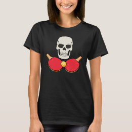 Tafeltennis schedel T-shirt ontwerp voor vrouwen
