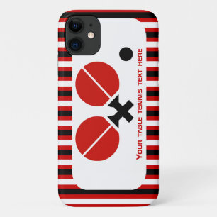Tafeltennisrackets en kogelzwart, rode strepen iPhone 11 hoesje