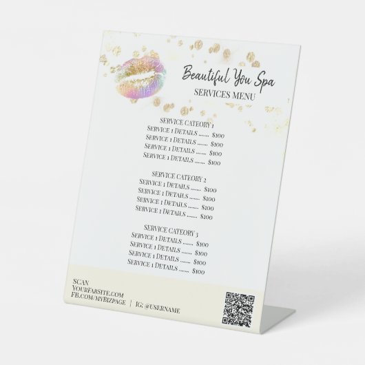 *~* Tafeltent tafelblad Glitter LIPS voetstuk teke Reclamebord Met Voetstuk (Voorkant)