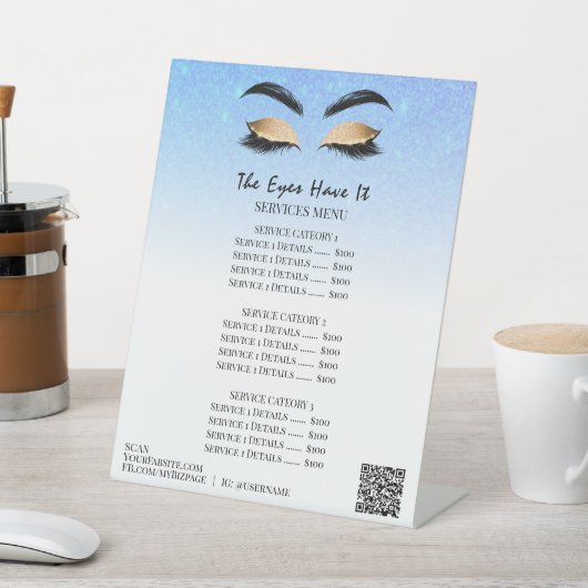 *~*Tafeltent tafelblad Glitter OGEN voetstuk teken Reclamebord Met Voetstuk (Insitu)