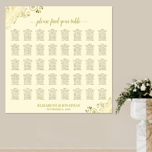 Tafelvriendelijk goud- en crèmeweddenschap poster