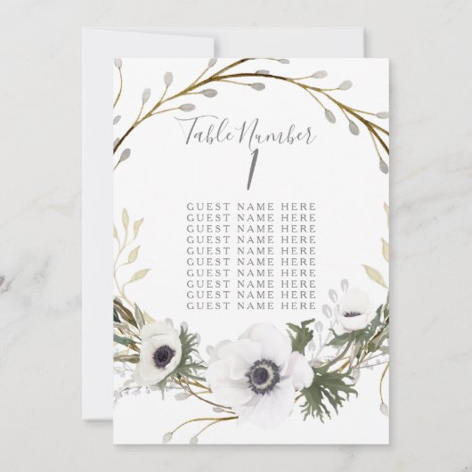 Tafelzitplaats Kaart Anemone Fern Wreath Wedding (Achterkant)