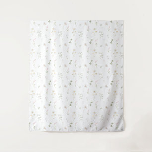 Tafereel met fantasievolle wilde bloemen achtergro wandkleed
