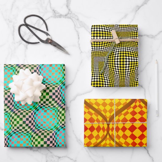 Taffi Op Art Green en Oranje Sampler Inpakpapier Vel (Voorkant)