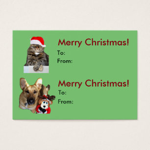 Tag cadeau de chat et de chien de Noël/Carte de vi