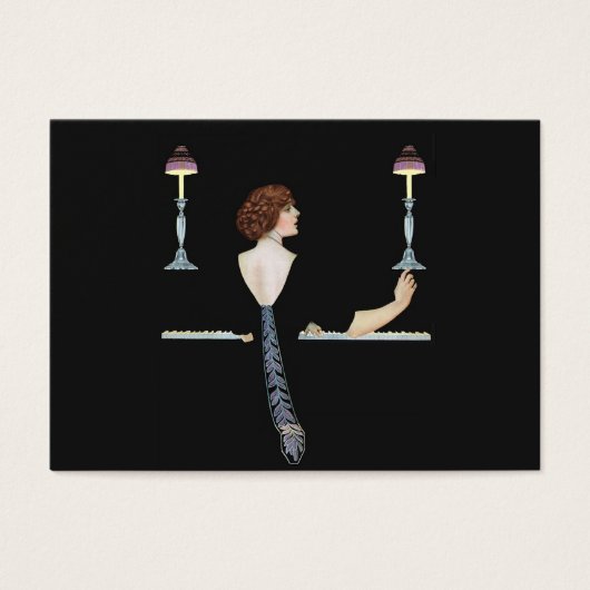 Tag cadeau de fille de piano vintage (Devant)