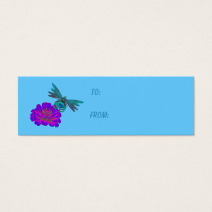 Tag Cadeau De Fleur De Dragonfly Et Zinnia