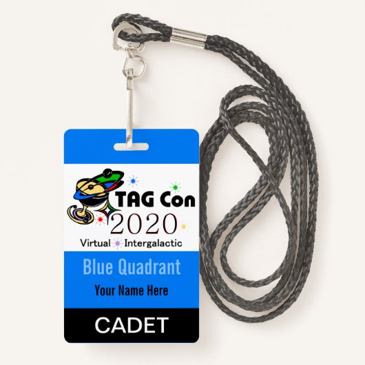 TAG Con 2020 - Quadrant bleu - Badge Cadet (Devant avec lanière)
