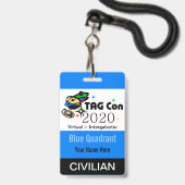 TAG Con 2020 - Quadrant bleu - Badge civil (Arrière avec lanière)