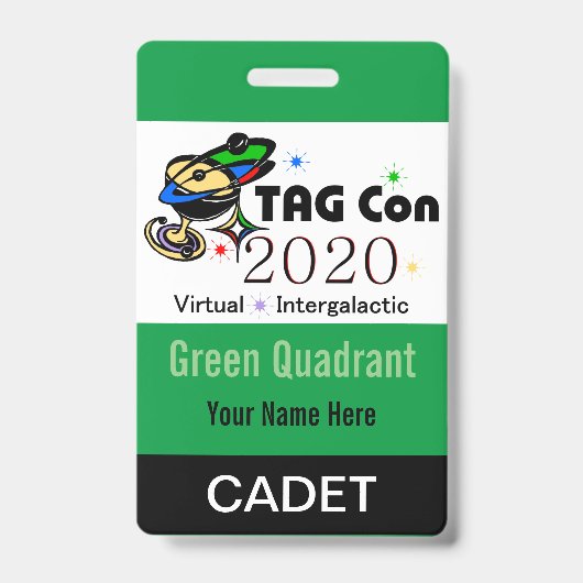 TAG Con 2020 - Quadrant vert - Badge Cadet (Avant)